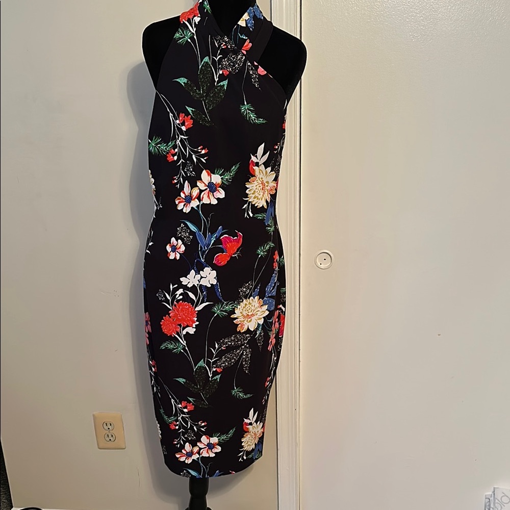 RACHEL Rachel Roy Red and White Sheath Dress Halter Neck Wedding Guest